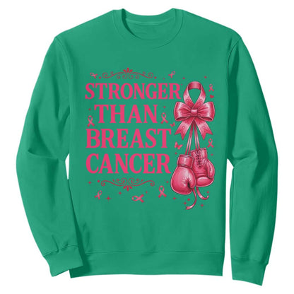 Pink Ribbon Fighter Support Sweatshirt Stronger Than Breast Cancer Boxing Gloves