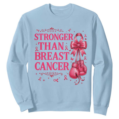 Pink Ribbon Fighter Support Sweatshirt Stronger Than Breast Cancer Boxing Gloves