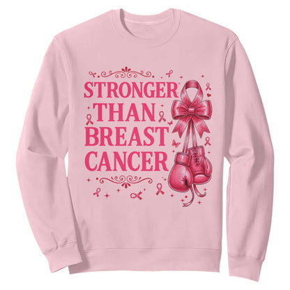 Pink Ribbon Fighter Support Sweatshirt Stronger Than Breast Cancer Boxing Gloves