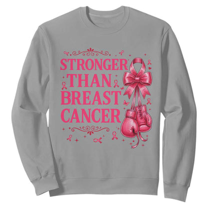 Pink Ribbon Fighter Support Sweatshirt Stronger Than Breast Cancer Boxing Gloves