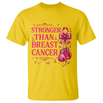 Pink Ribbon Fighter Support T Shirt Stronger Than Breast Cancer Boxing Gloves