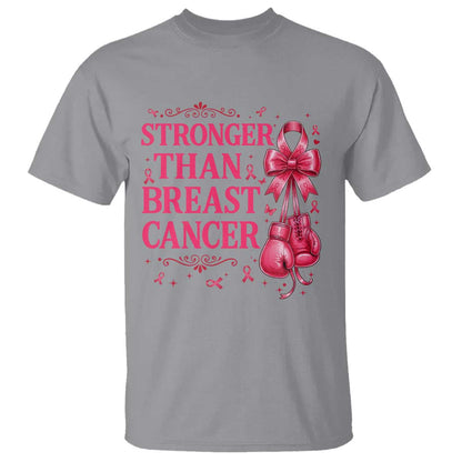 Pink Ribbon Fighter Support T Shirt Stronger Than Breast Cancer Boxing Gloves