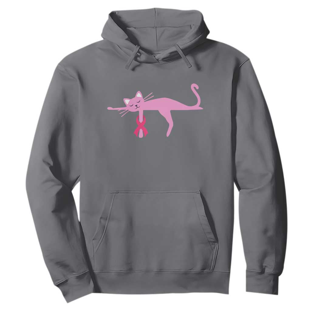 Cute Breast Cancer Cat Hoodie Pink Ribbon Pet Lover Support