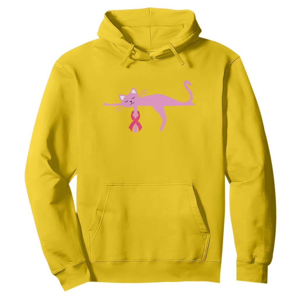 Cute Breast Cancer Cat Hoodie Pink Ribbon Pet Lover Support