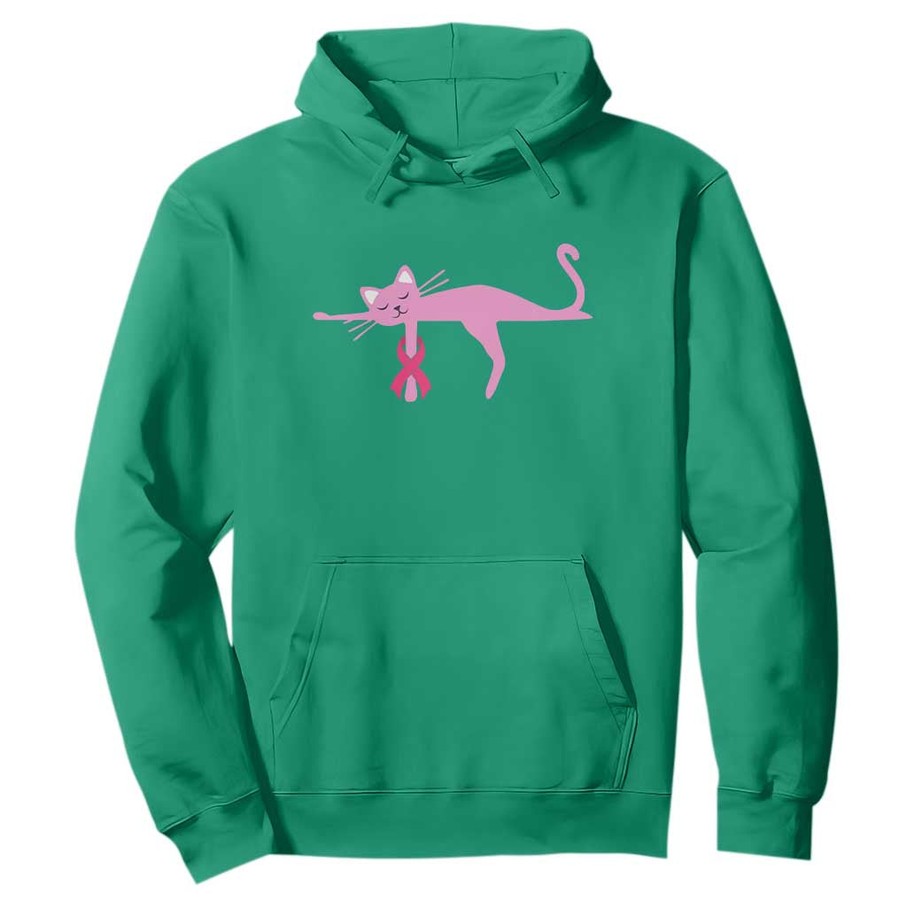 Cute Breast Cancer Cat Hoodie Pink Ribbon Pet Lover Support