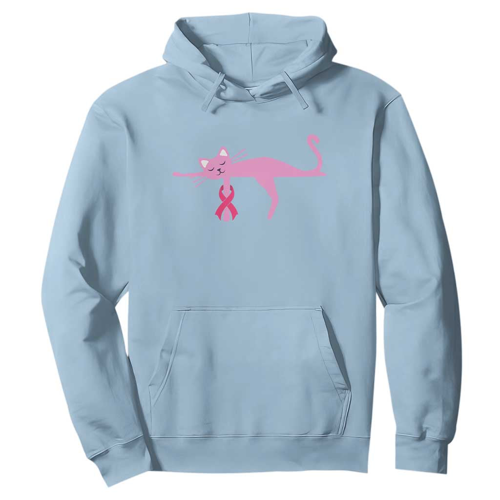 Cute Breast Cancer Cat Hoodie Pink Ribbon Pet Lover Support