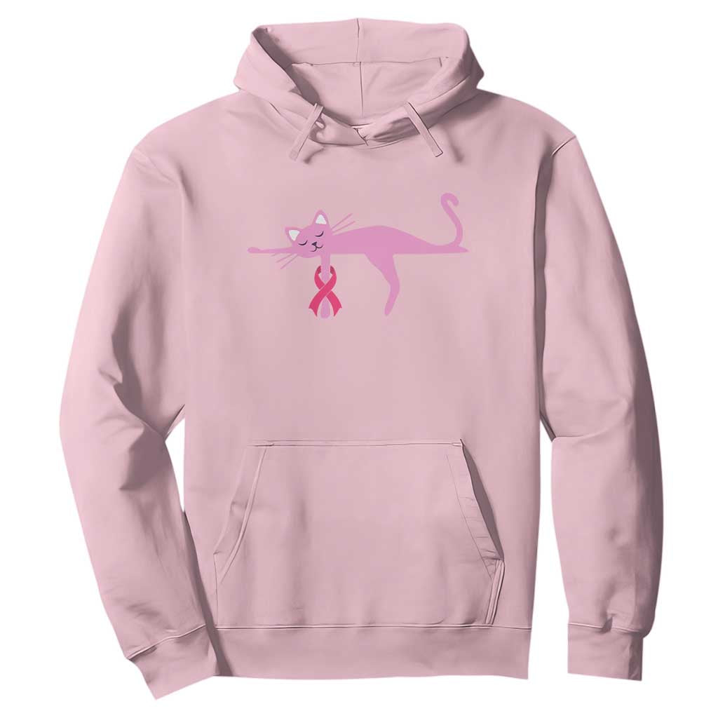 Cute Breast Cancer Cat Hoodie Pink Ribbon Pet Lover Support