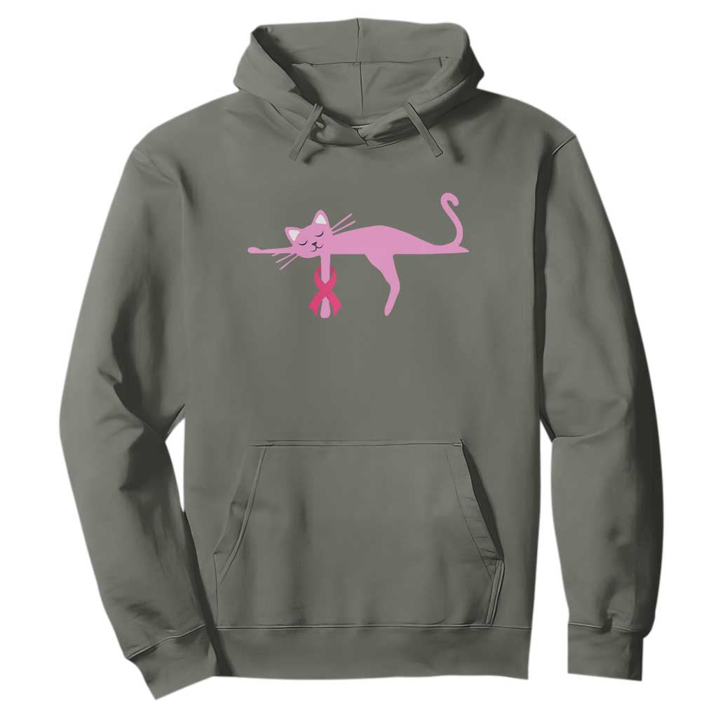 Cute Breast Cancer Cat Hoodie Pink Ribbon Pet Lover Support