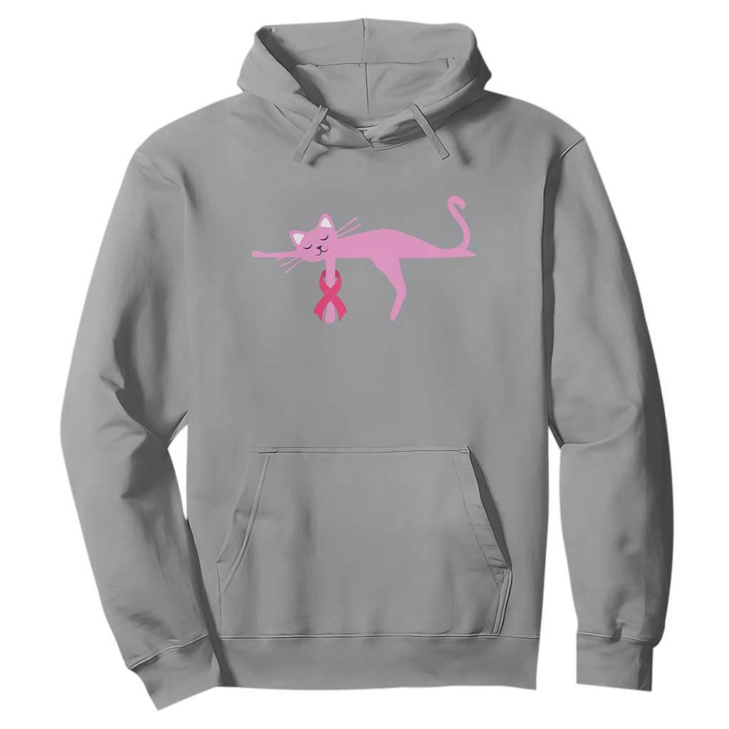 Cute Breast Cancer Cat Hoodie Pink Ribbon Pet Lover Support
