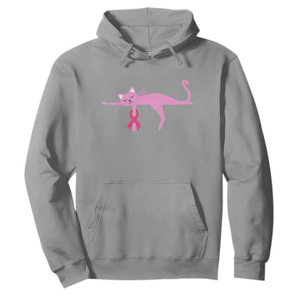 Cute Breast Cancer Cat Hoodie Pink Ribbon Pet Lover Support