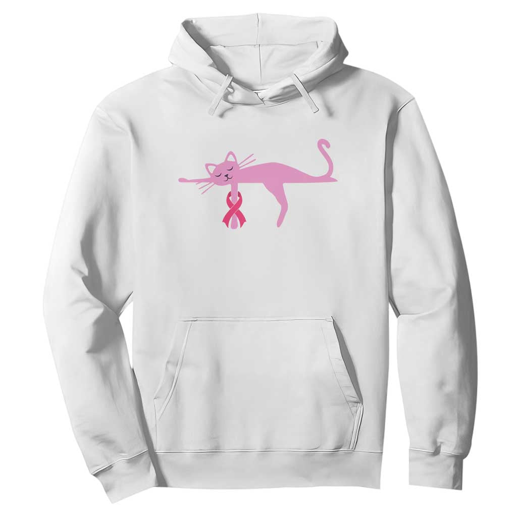 Cute Breast Cancer Cat Hoodie Pink Ribbon Pet Lover Support