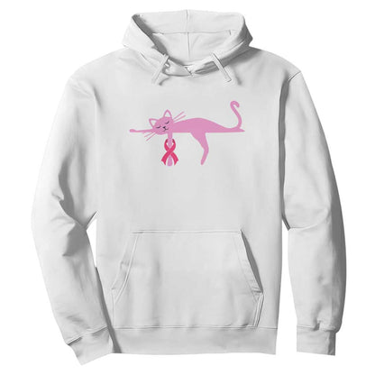 Cute Breast Cancer Cat Hoodie Pink Ribbon Pet Lover Support