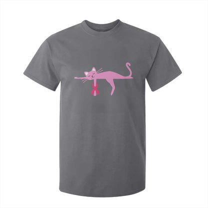 Cute Breast Cancer Cat T Shirt For Kid Pink Ribbon Pet Lover Support