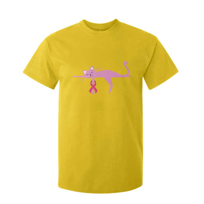 Cute Breast Cancer Cat T Shirt For Kid Pink Ribbon Pet Lover Support