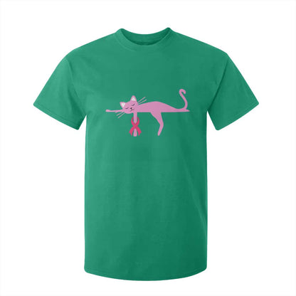 Cute Breast Cancer Cat T Shirt For Kid Pink Ribbon Pet Lover Support