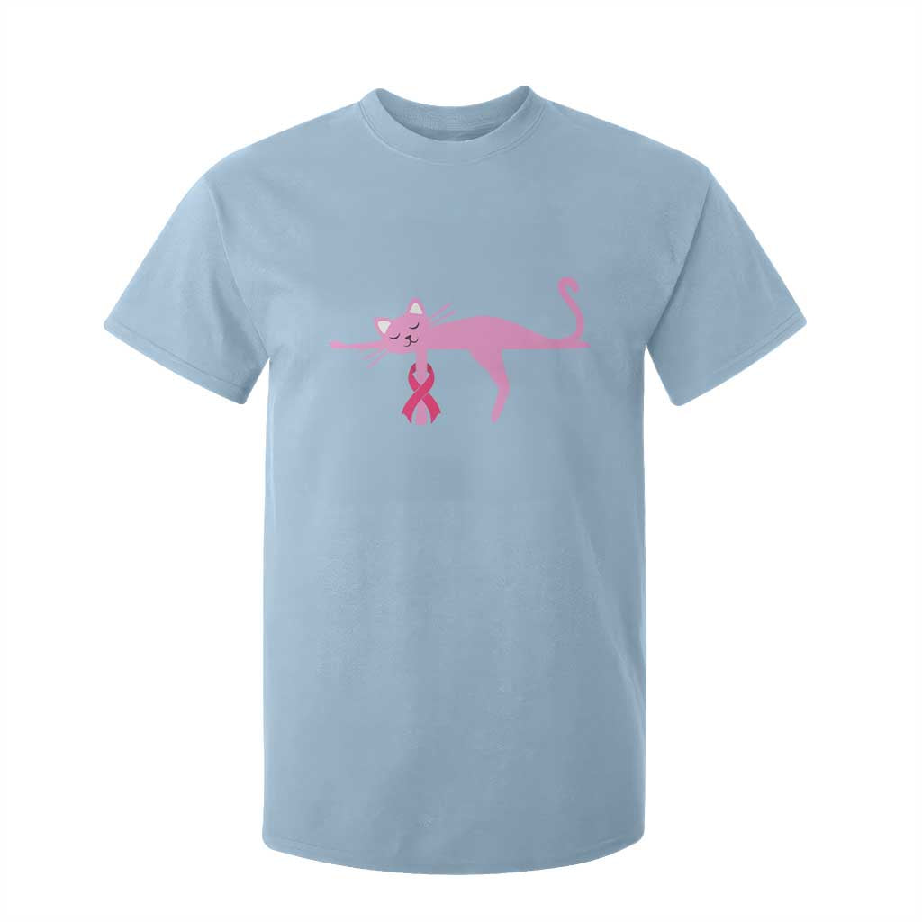 Cute Breast Cancer Cat T Shirt For Kid Pink Ribbon Pet Lover Support