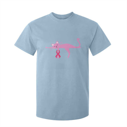 Cute Breast Cancer Cat T Shirt For Kid Pink Ribbon Pet Lover Support
