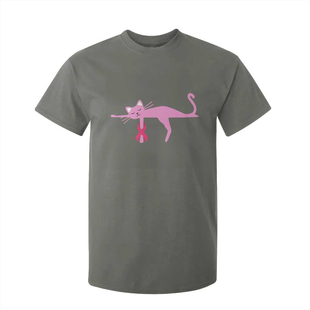 Cute Breast Cancer Cat T Shirt For Kid Pink Ribbon Pet Lover Support
