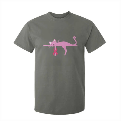 Cute Breast Cancer Cat T Shirt For Kid Pink Ribbon Pet Lover Support