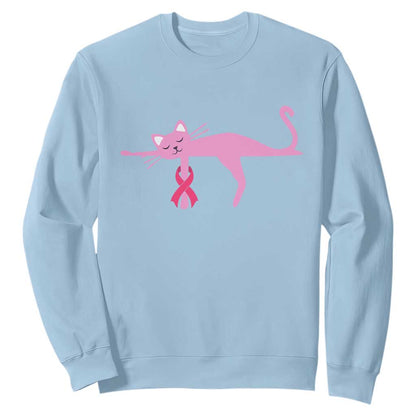 Cute Breast Cancer Cat Sweatshirt Pink Ribbon Pet Lover Support