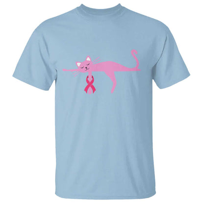 Cute Breast Cancer Cat T Shirt Pink Ribbon Pet Lover Support