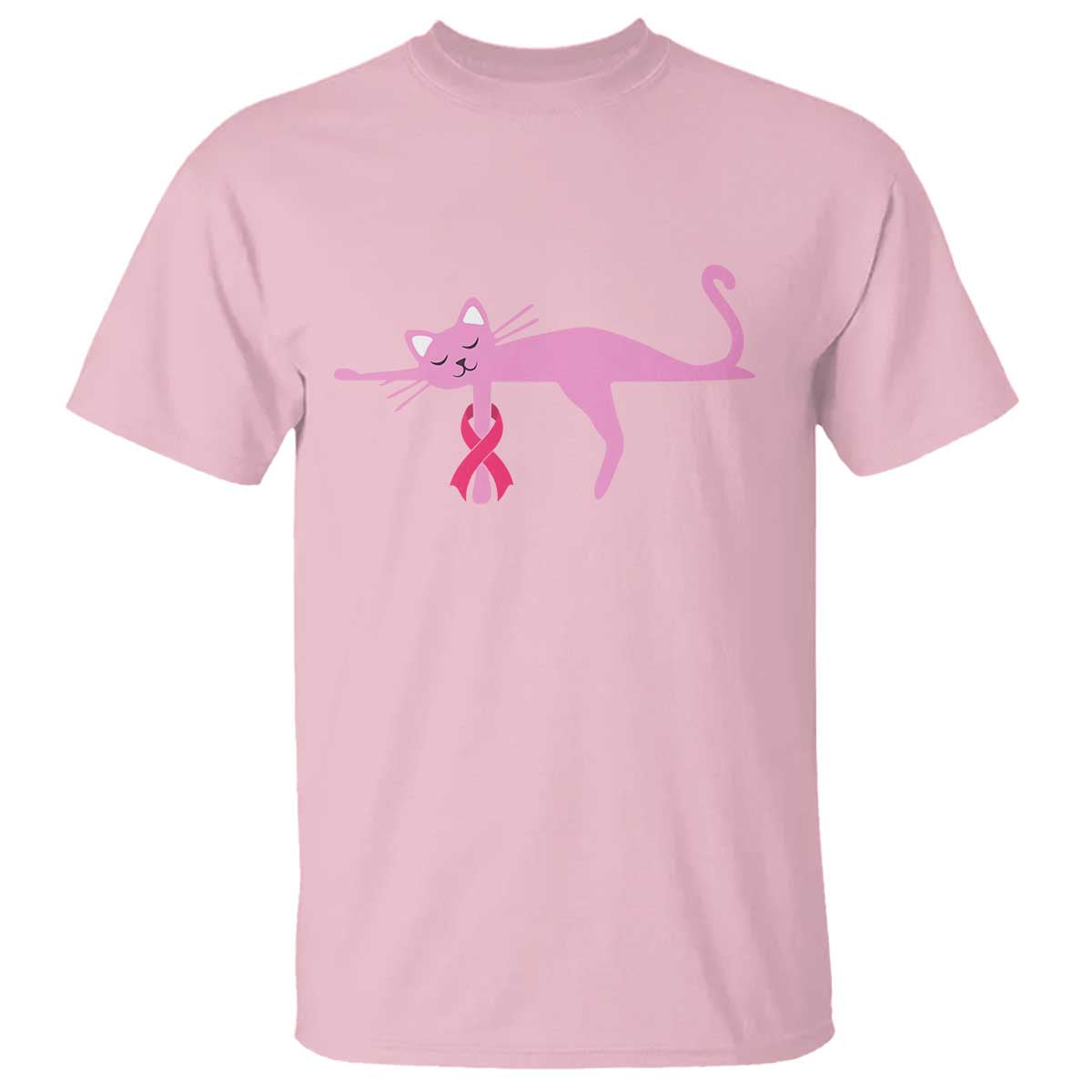 Cute Breast Cancer Cat T Shirt Pink Ribbon Pet Lover Support