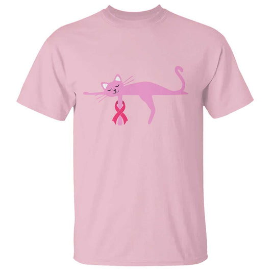 Cute Breast Cancer Cat T Shirt Pink Ribbon Pet Lover Support