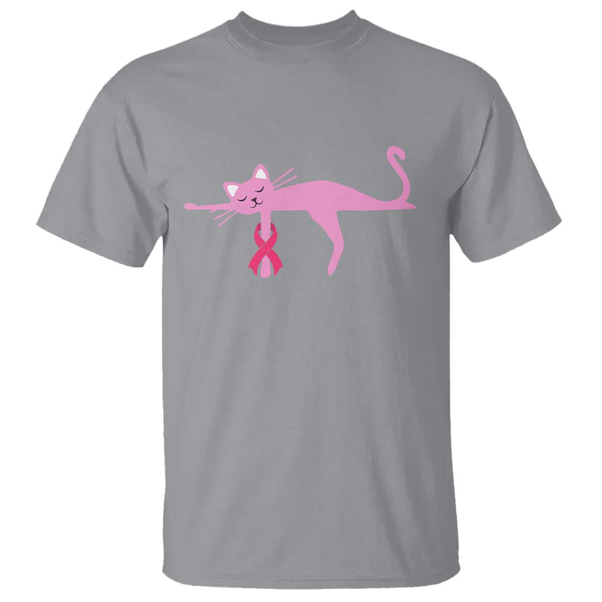 Cute Breast Cancer Cat T Shirt Pink Ribbon Pet Lover Support