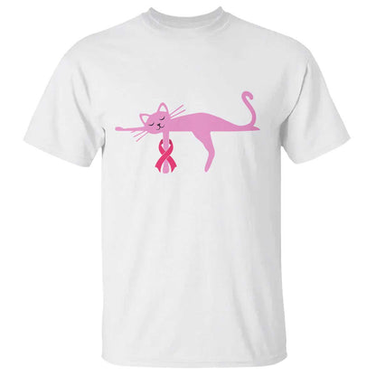 Cute Breast Cancer Cat T Shirt Pink Ribbon Pet Lover Support