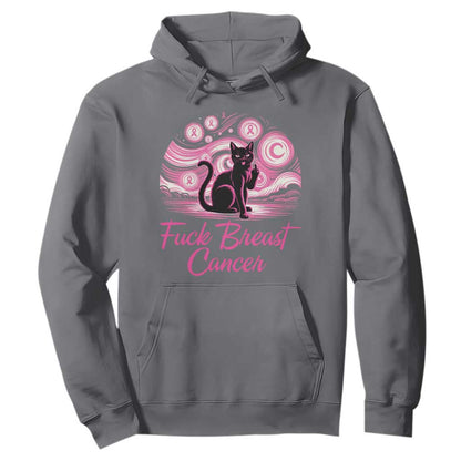 Funny Black Cat Fuck Breast Cancer Pink Ribbon Starry Night Hoodie