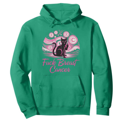 Funny Black Cat Fuck Breast Cancer Pink Ribbon Starry Night Hoodie