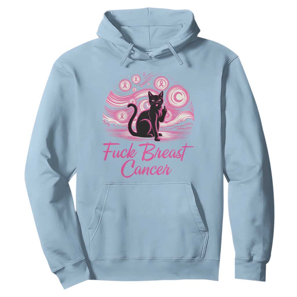 Funny Black Cat Fuck Breast Cancer Pink Ribbon Starry Night Hoodie