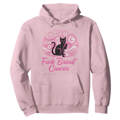 Funny Black Cat Fuck Breast Cancer Pink Ribbon Starry Night Hoodie