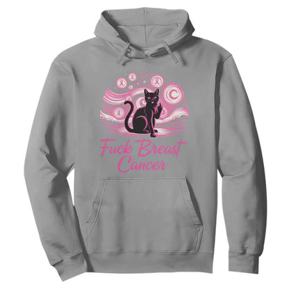 Funny Black Cat Fuck Breast Cancer Pink Ribbon Starry Night Hoodie
