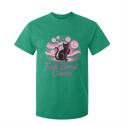 Funny Black Cat Fuck Breast Cancer Pink Ribbon Starry Night T Shirt For Kid