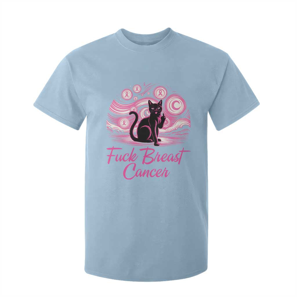 Funny Black Cat Fuck Breast Cancer Pink Ribbon Starry Night T Shirt For Kid
