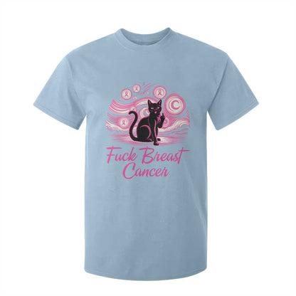 Funny Black Cat Fuck Breast Cancer Pink Ribbon Starry Night T Shirt For Kid