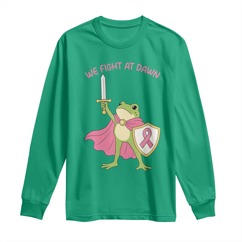 Funny Breast Cancer Warrior Frog Long Sleeve Shirt We Fight At Dawn