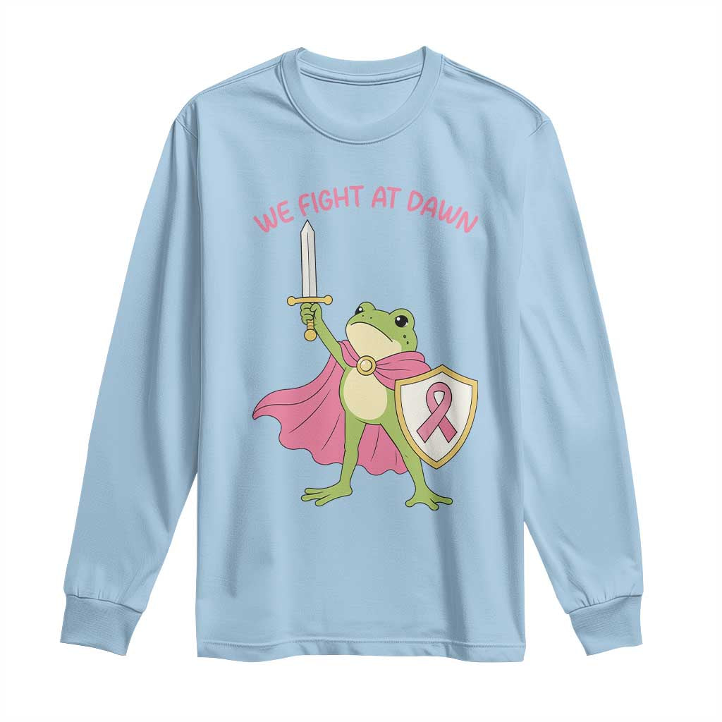 Funny Breast Cancer Warrior Frog Long Sleeve Shirt We Fight At Dawn