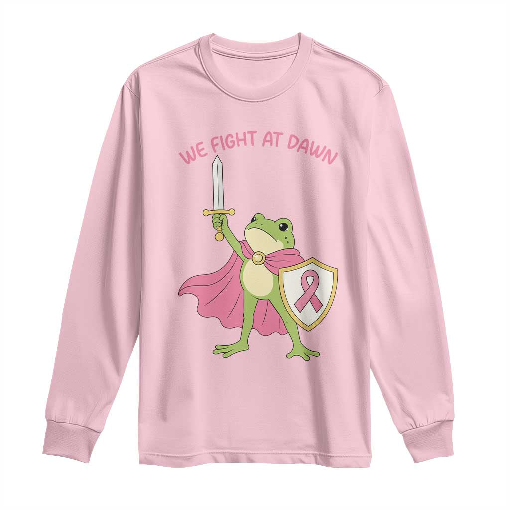 Funny Breast Cancer Warrior Frog Long Sleeve Shirt We Fight At Dawn