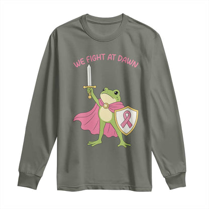 Funny Breast Cancer Warrior Frog Long Sleeve Shirt We Fight At Dawn