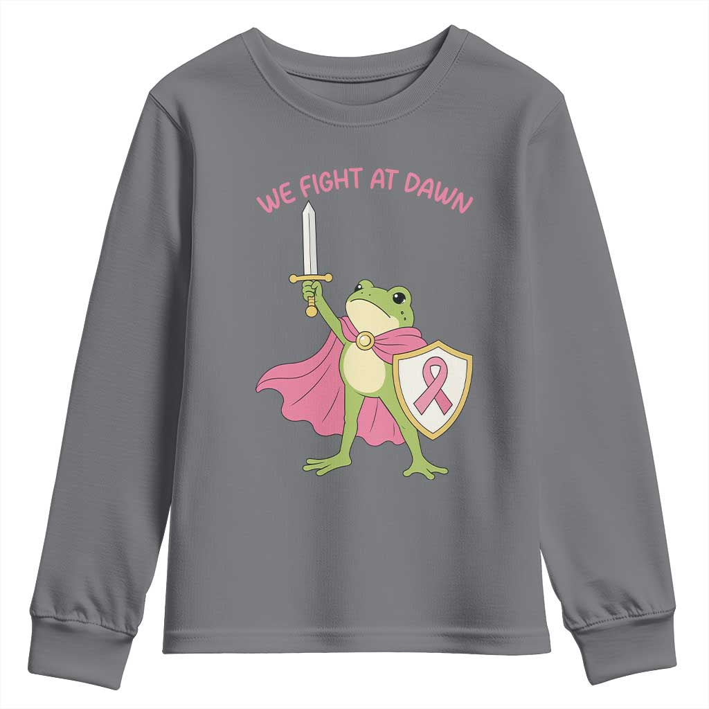 Funny Breast Cancer Warrior Frog Youth Sweatshirt We Fight At Dawn