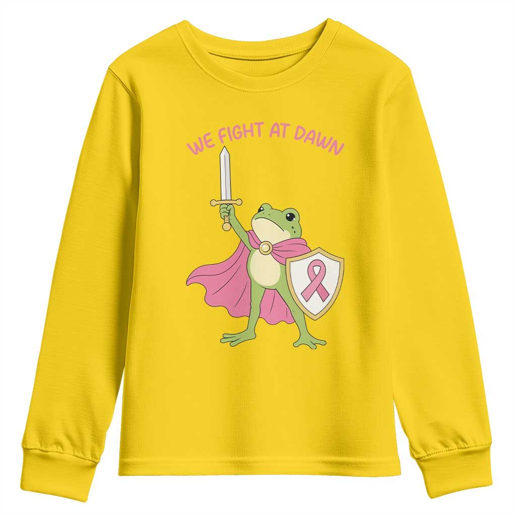 Funny Breast Cancer Warrior Frog Youth Sweatshirt We Fight At Dawn
