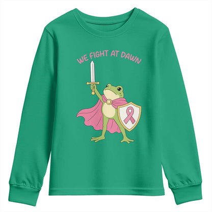Funny Breast Cancer Warrior Frog Youth Sweatshirt We Fight At Dawn