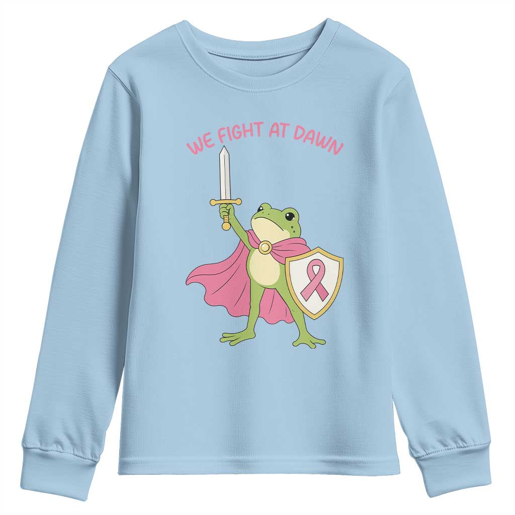 Funny Breast Cancer Warrior Frog Youth Sweatshirt We Fight At Dawn