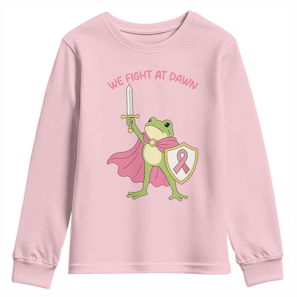 Funny Breast Cancer Warrior Frog Youth Sweatshirt We Fight At Dawn
