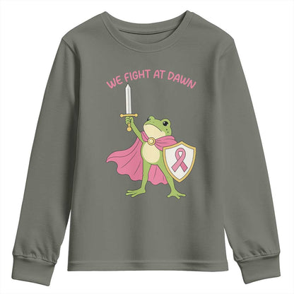 Funny Breast Cancer Warrior Frog Youth Sweatshirt We Fight At Dawn