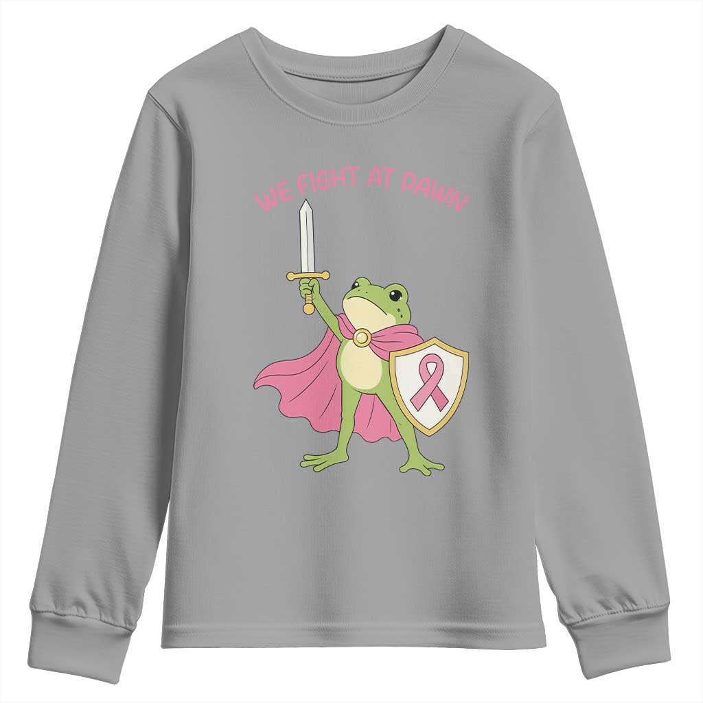 Funny Breast Cancer Warrior Frog Youth Sweatshirt We Fight At Dawn