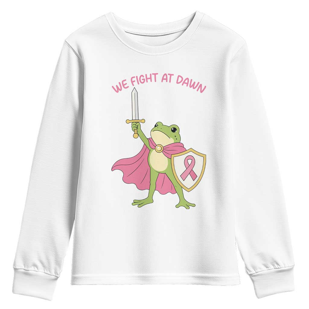 Funny Breast Cancer Warrior Frog Youth Sweatshirt We Fight At Dawn
