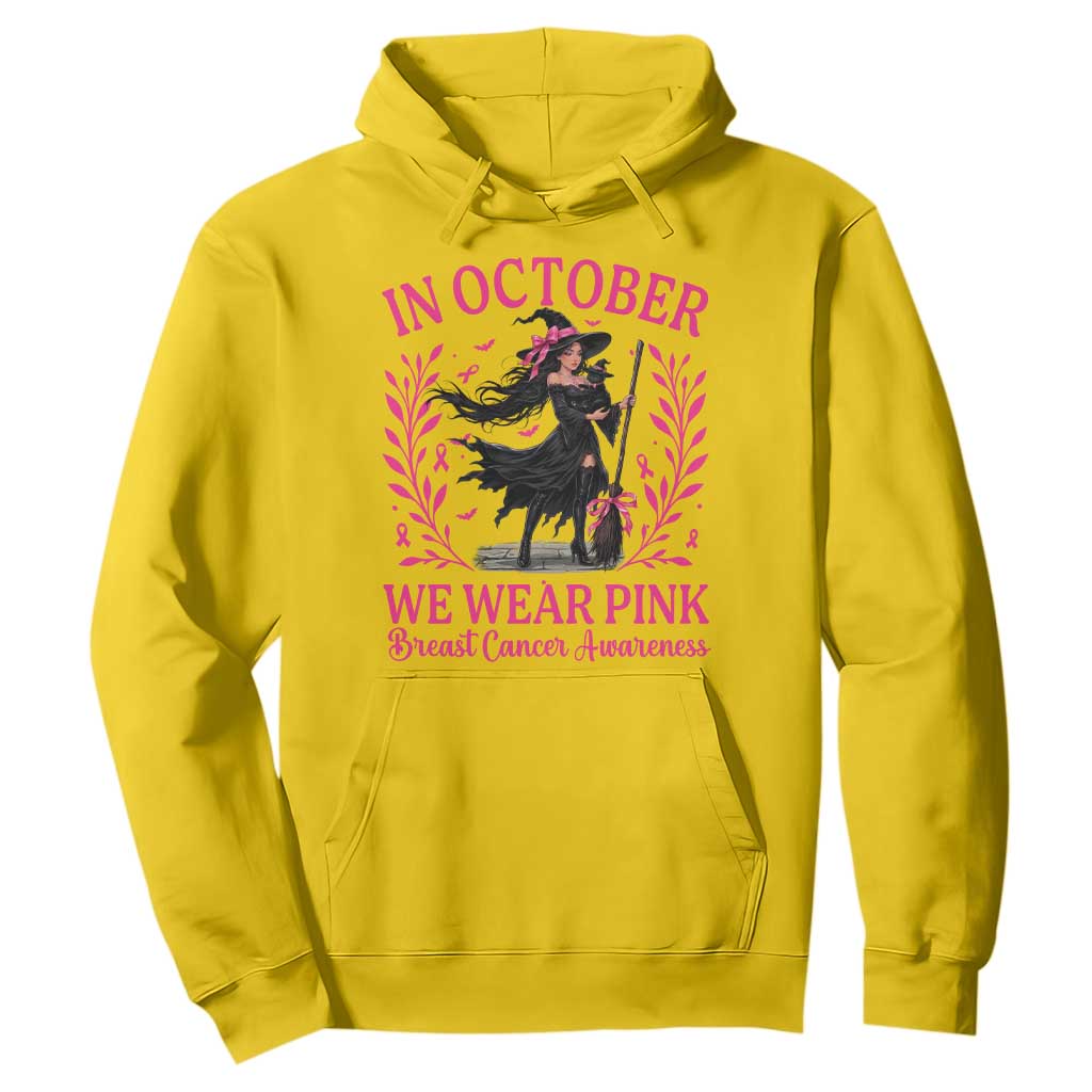 Breast Cancer Halloween Witch Hoodie In October We Wear Pink